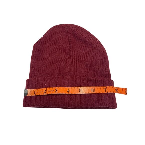 Solid Burgundy Knit Cuffed Beanie Hat Adult Unisex Winter Soft Ribbed Cap Snow - Picture 3 of 5